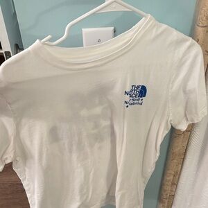 The North Face White Tee with Blue Logo